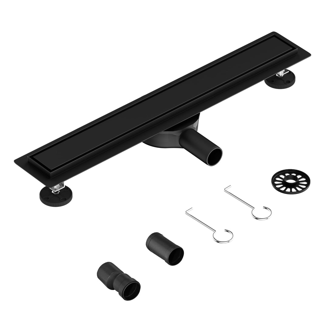 Neodrain Duschrinne 80cm Edelstahl Bodenablauf - 2 in 1 Duschablauf Flach Schwarz mit 360° Siphon, G