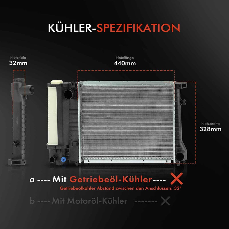 Frankberg Kühler Wasserkühler Motorkühler Schaltgetriebe Kompatibel mit 3er E36 1.6L-2.8L 1990-1998