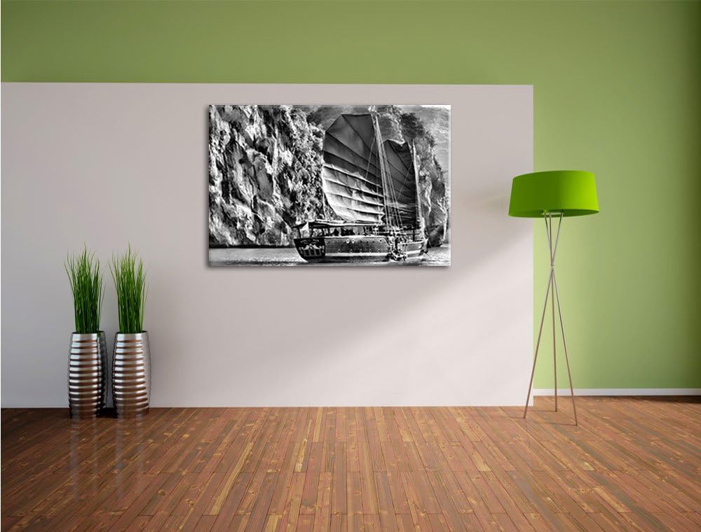 Pixxprint Segelschiff im Sonnenuntergang 100x70cm Leinwandbild Wandbild Kunstdruck, 100x70