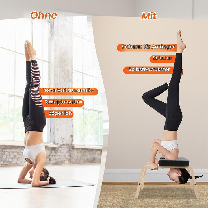 REDCAMP Yoga kopfstandhocker, Yoga Inversion Bank mit Holzrahmen und PU Pads, Entlasten Müdigkeit Ba
