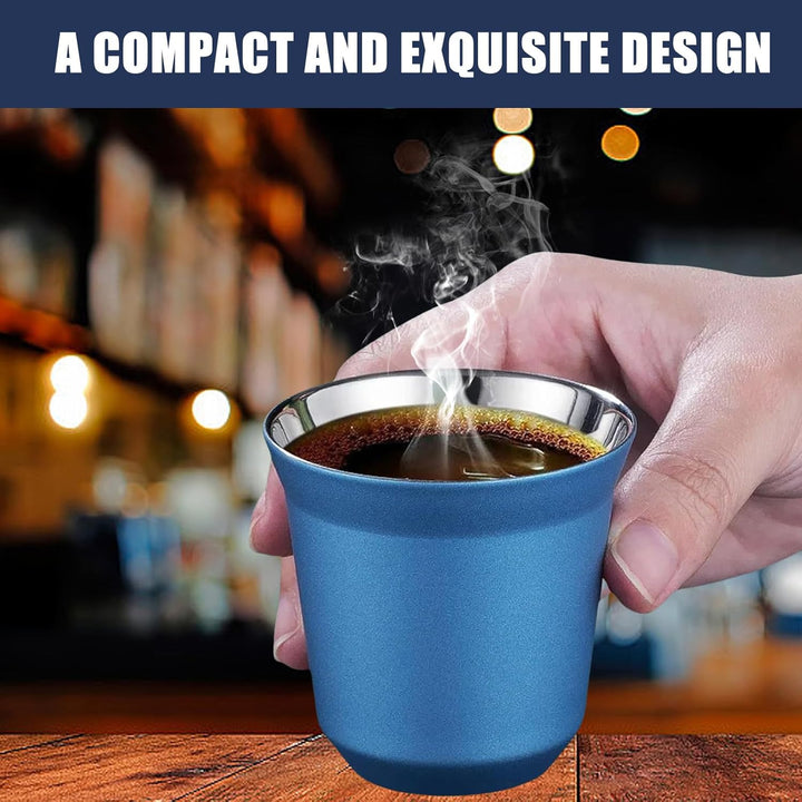 Edelstahl Espressotassen 4er-Set, Edelstahl Becher set of 80ml 2 colors for mood, Espresso Kaffeetas