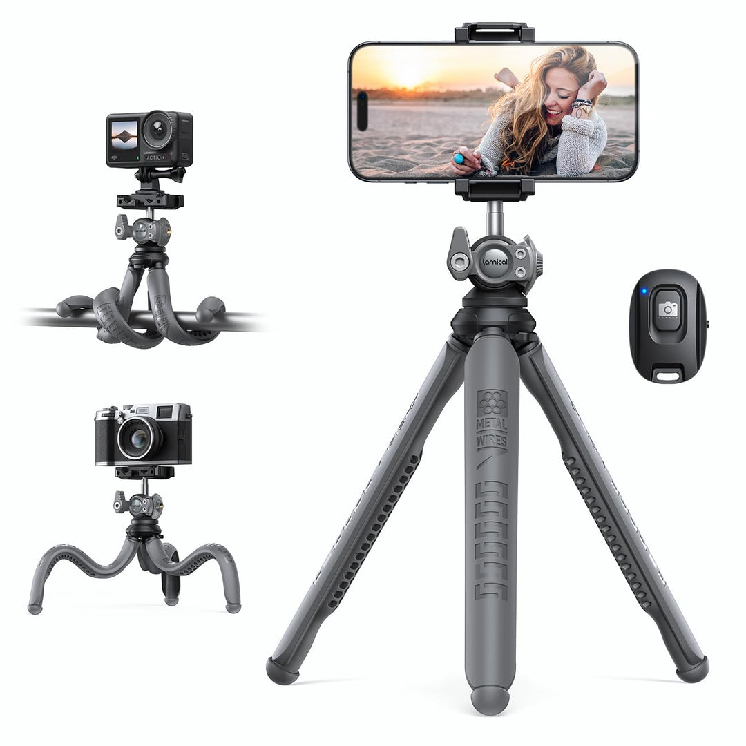 Lamicall Handy Stativ, Mini Stativ Halter - Flexible Handy Halterung Stativ für Smartphone & Kamera,