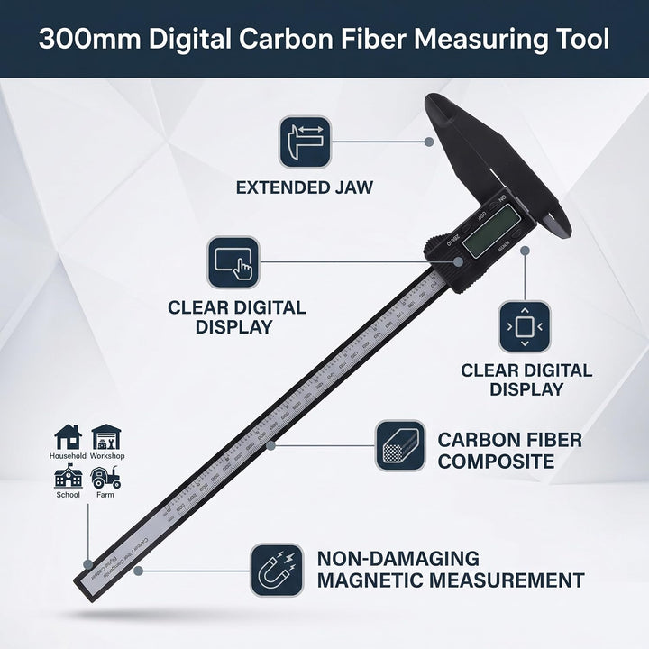 Digitaler Messschieber, Hochfestes Kohlefasermaterial, Leicht, Tragbar, 150 Mm 300 Mm (300 mm langer