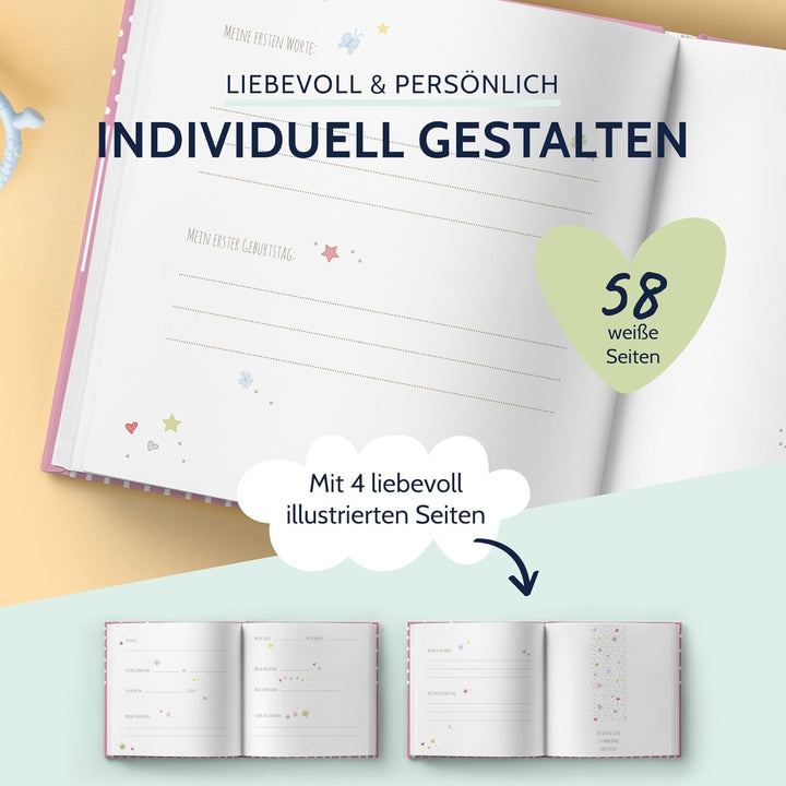 goldbuch 15801 Babyalbum mit Fensterausschnitt, Sweetheart, 30 x 31 cm, Baby Fotoalbum mit 62 weisse