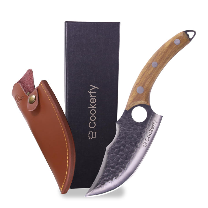 Messer Set – Japanisches Messer mit 15.5 cm Carbon-Klinge, Ergonomischer Rosenholzgriff, Küchenmesse