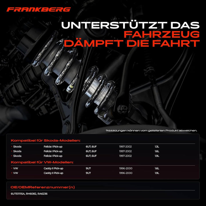 Frankberg 2x Federn Fahrwerksfeder Hinterachse Kompatibel mit Felicia I Pick-up 6U7 6UF 1997-2002 Ca