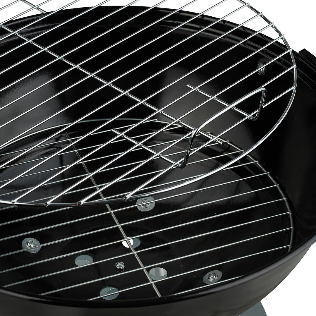Relaxdays Kugelgrill, Ø 44 cm, Grillrost, Grillkugel mit Ascheschale, Holzkohlegrill mit Rädern, BBQ