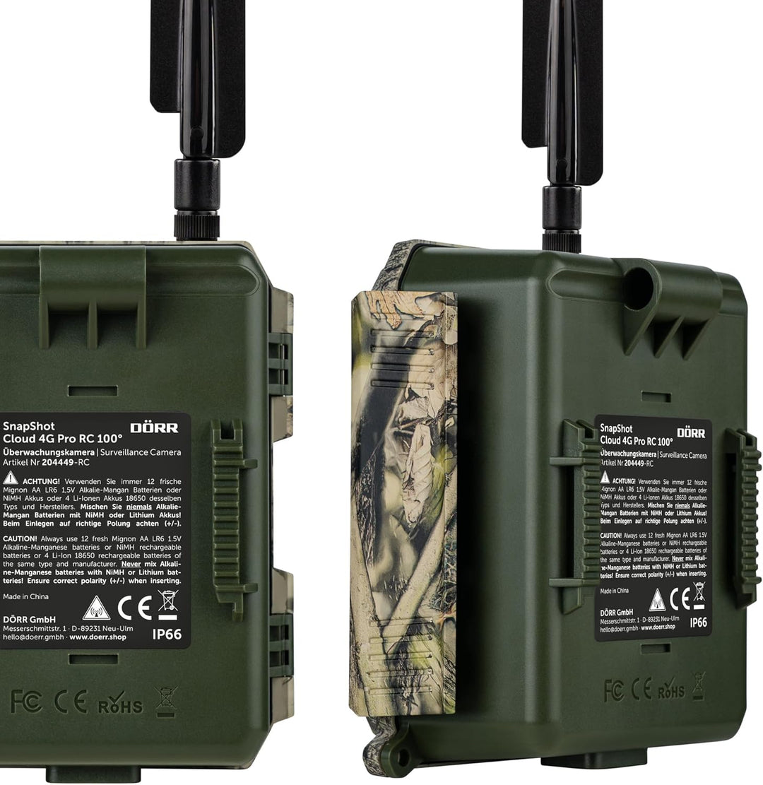 DÖRR Cloud Pro 4G Wildkamera, Überwachungskamera, 100°, Wiederaufladbar 18650, iOS & Android & Web A