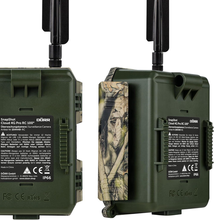 DÖRR Cloud Pro 4G Wildkamera, Überwachungskamera, 100°, Wiederaufladbar 18650, iOS & Android & Web A