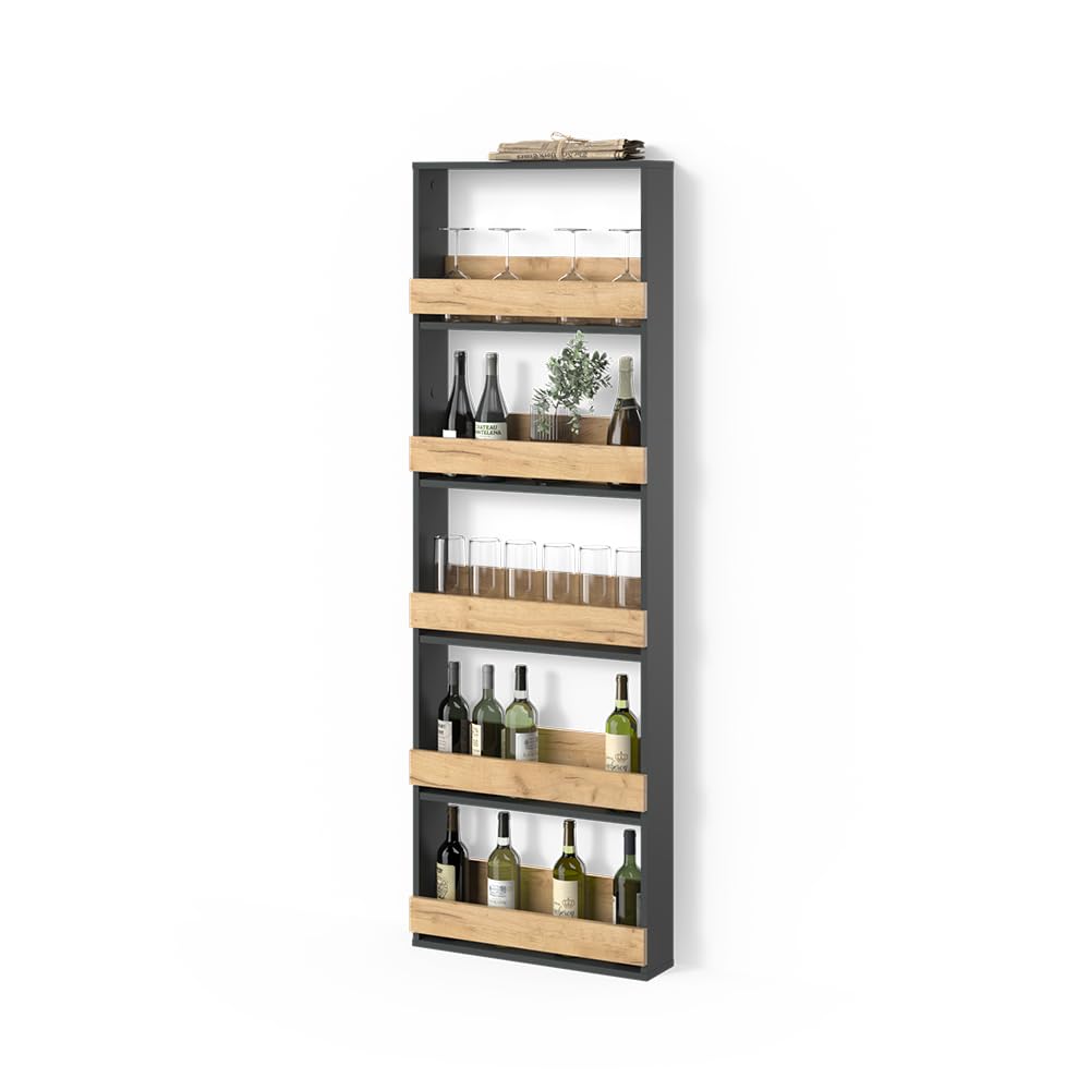 Livinity Weinglasregal Regusa, Goldkraft Eiche/Anthrazit, 60 x 180 cm 60x180 cm, 60x180 cm