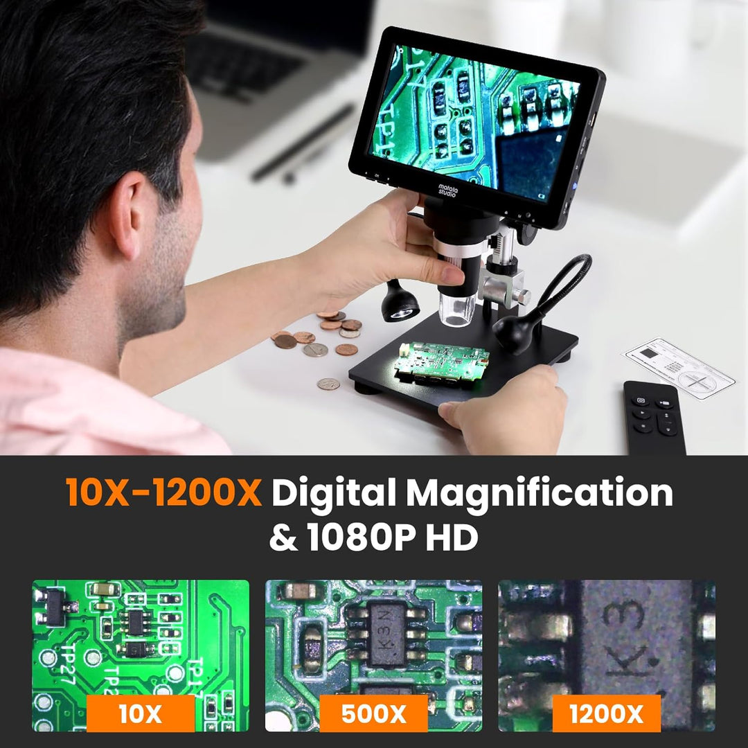 Digital Mikroskop MT2, Matatastudio 7-Zoll IPS 1080P USB Mikroskop unterstützt bis zu 1200x-Digitale