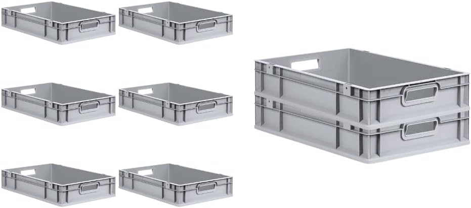PROREGAL SuperSparSet 8x Eurobox NextGen Grip | HxBxT 12x40x60cm | 23 Liter | Griffe offen | Glatter