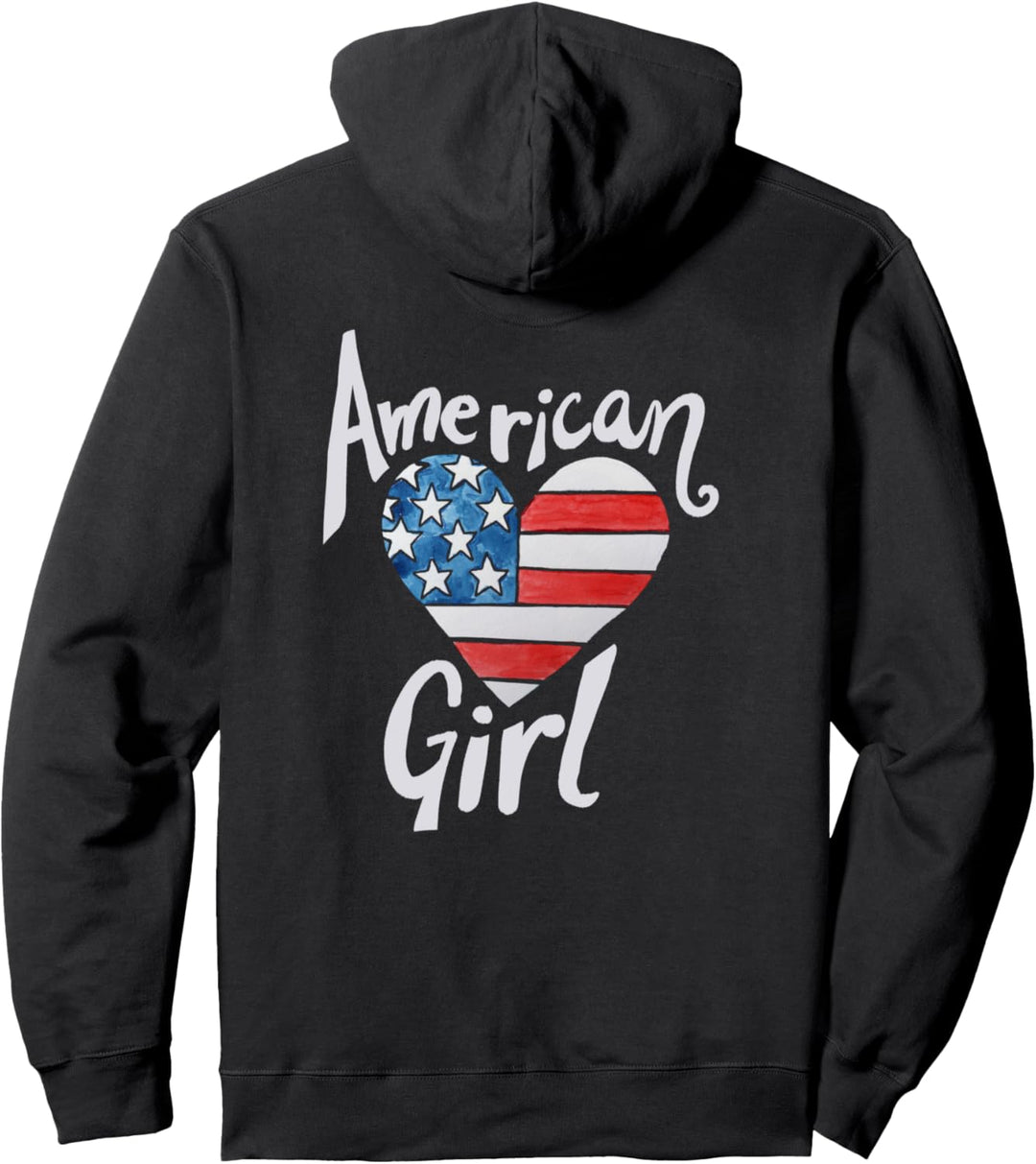 American Flag Heart USA 4th of July American Pullover Hoodie