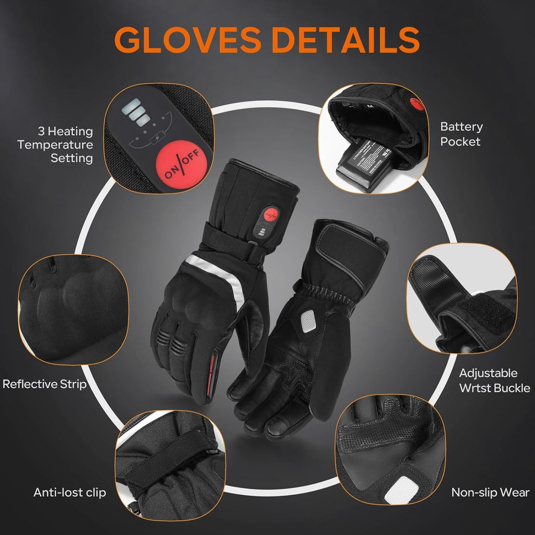 Sun Will Beheizte Motorrad Handschuhe Herren Damen, Winter wasserdichte Beheizbare Warme Handschuhe