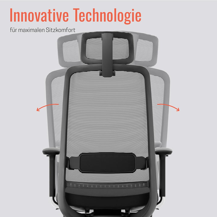 Yaasa Chair Expert Bürostuhl ergonomisch, Schreibtischstuhl verstellbare Kopfstütze, 4D-Armlehnen, L