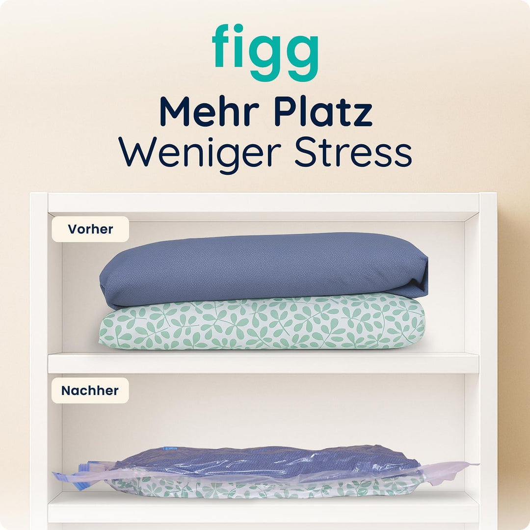 Die Vakuumbeutel für Kleidung und Bettdecken von figg (12er Set) - 12 Vakuumierbeutel inkl. 12 Etike