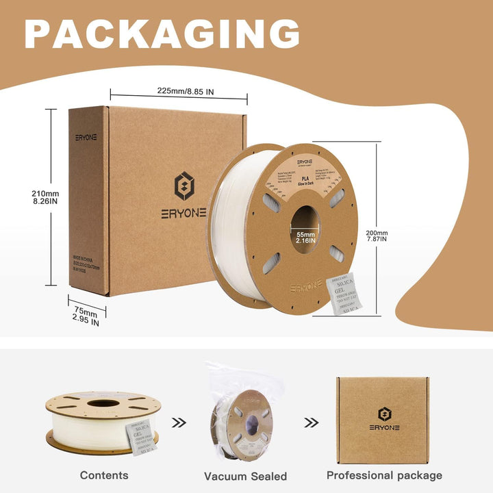 ERYONE PLA Filament for 3D Printer, 3D-Drucker-Filament, 1.75mm +/-0.03mm, Leuchtet PLA Filament, Gl