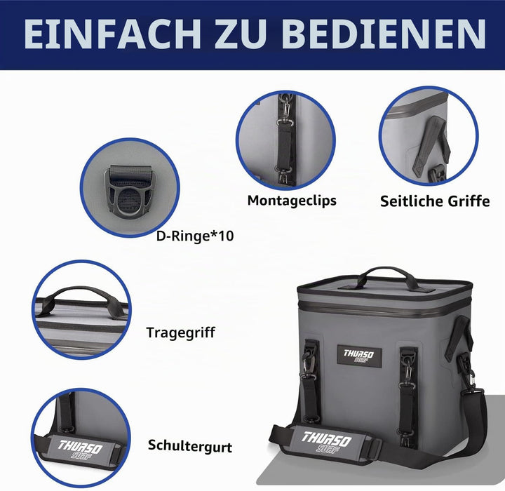 Thurso Surf Soft-Kühltasche für 24 Dosen, tragbare Eiskühltasche, 48 Stunden Isolierung, auslaufsich