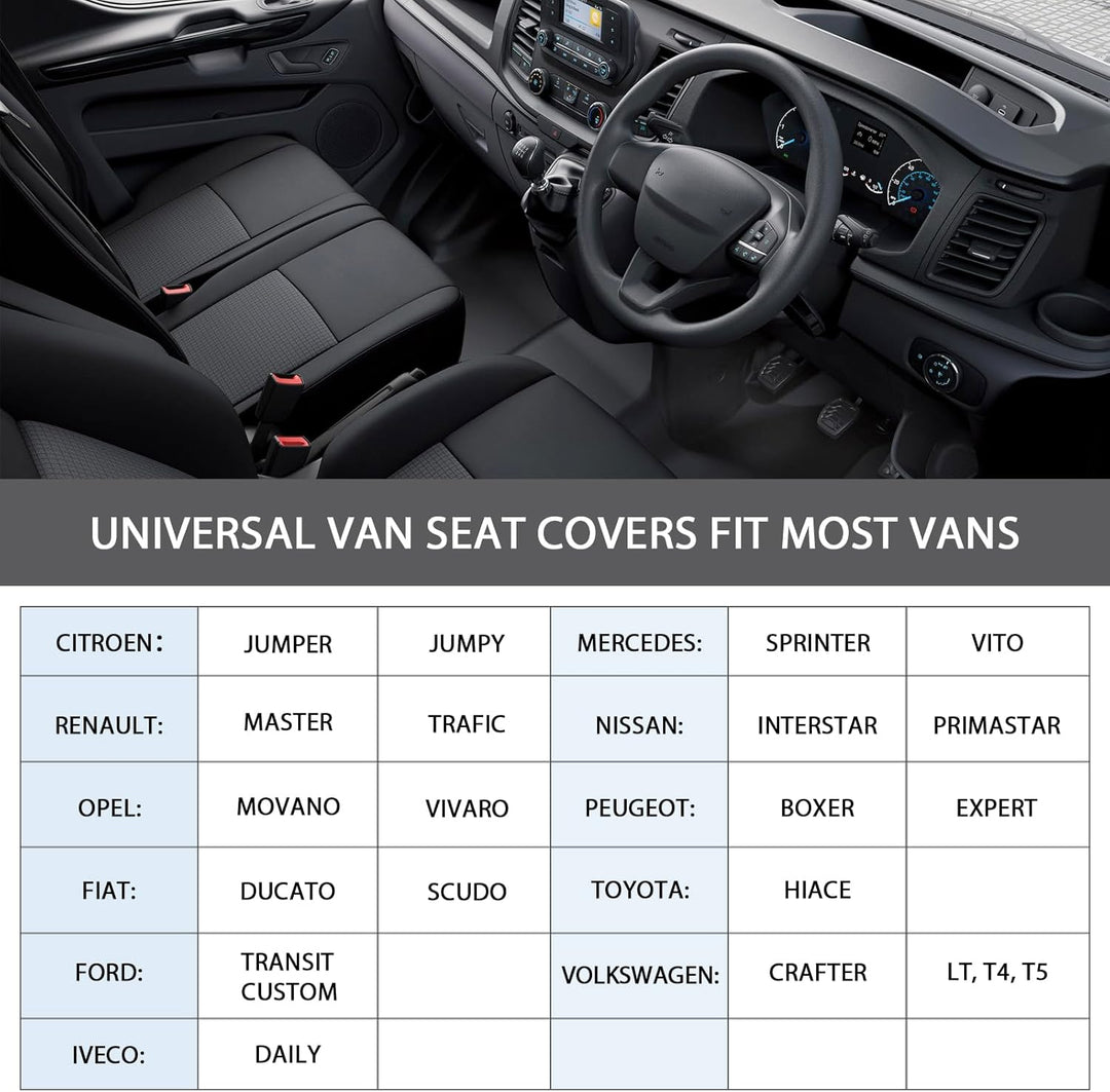 TOYOUN Sitzbezüge Auto für Transporter Vordersitze 2+1 Universal Schonbezüge Sitzschoner Auto für Fa