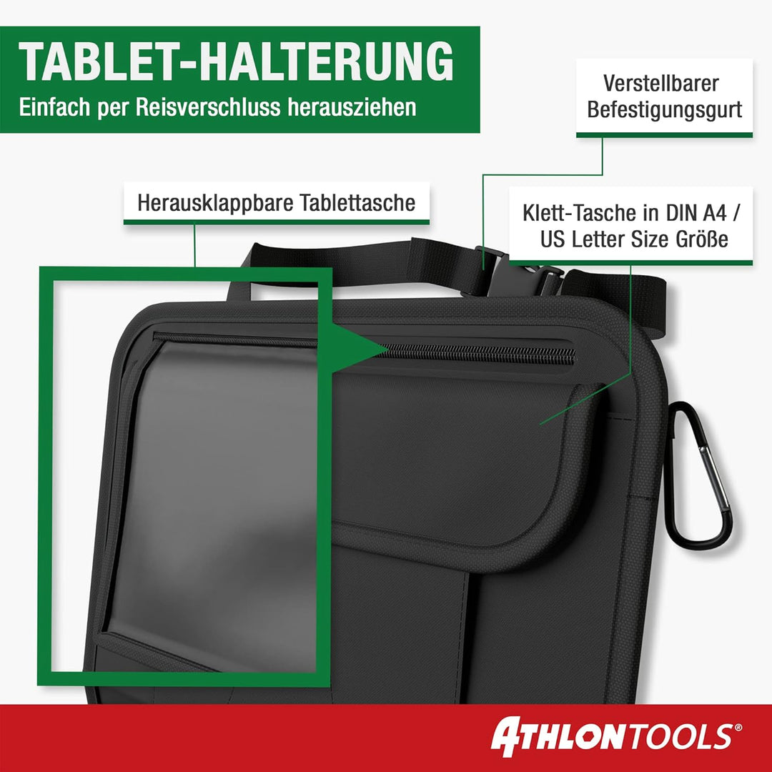 ATHLON TOOLS Der stabilste Autositz-Organizer - mit verstärkter Rückwand - Lebensmittelecht - mit in