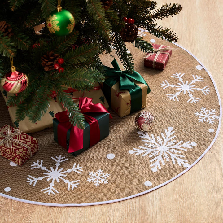Joiedomi Weihnachtsbaumrock mit Schneeflocken, 91,4 cm, rustikaler Baumrock, Dekoration für Weihnach