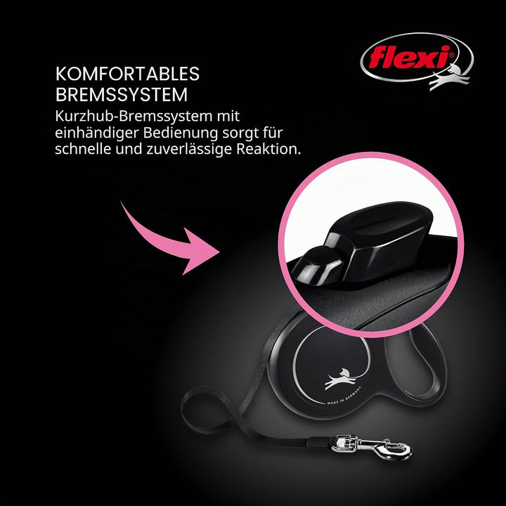 FLEXI Klassische einziehbare Hundeleine, 7,9 m, gross, Schwarz