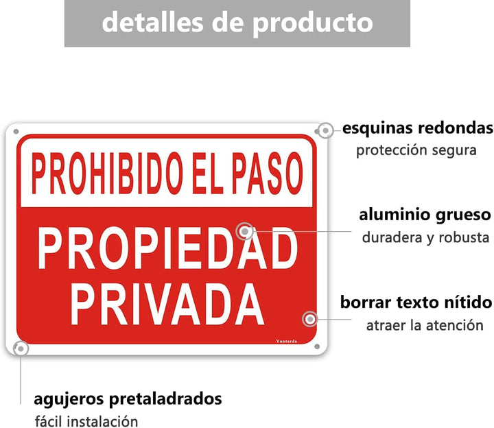 2X Señal De Prohibido El Paso Propiedad Privada, 18X25 cm 2 piezas