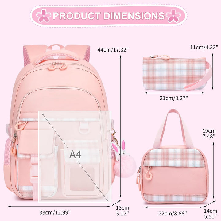 KEBEIXUAN Schulrucksack Mädchen | Cute Kinderschultasche 1. - 5. Klasse | Atmungsaktiv Wasserabweise