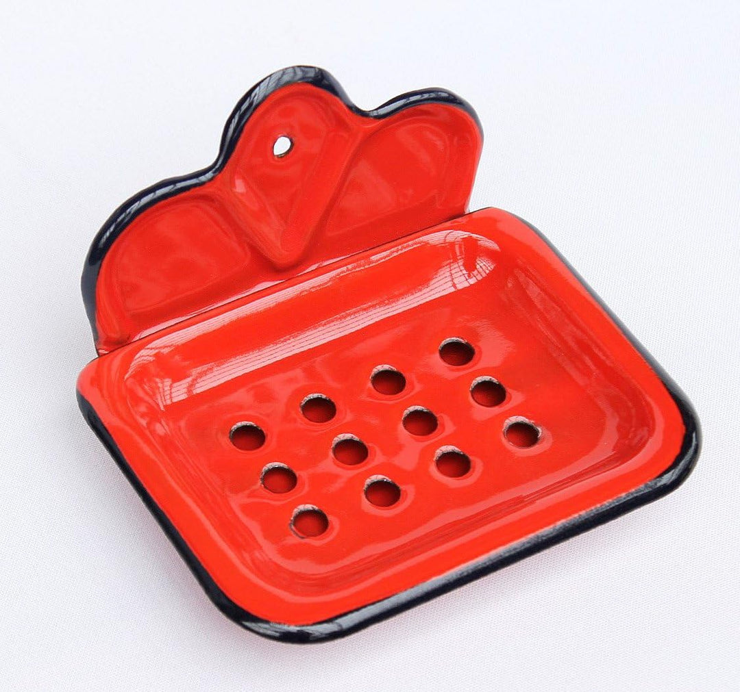 DanDiBo Seifenhalter 618 Rot Seifenschale 13 cm emailliert Landhaus Emaille Seifenspender, Rot