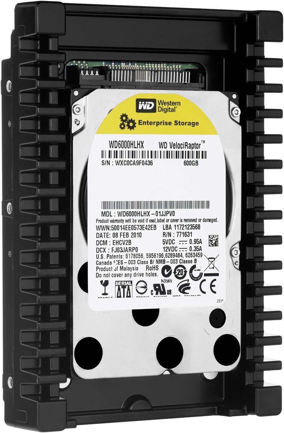Western Digital WD6000HLHX VelociRaptor 600GB interne Festplatte (8,9 cm (3,5 Zoll), 10000rpm, 3,6ms