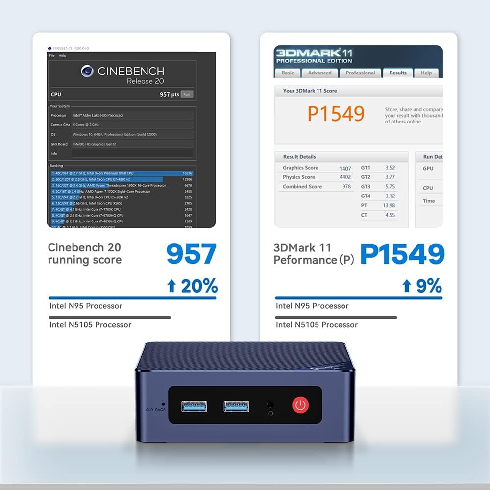 Beelink Mini S12 Mini PC, Intel 12. Prozessor N95 (4C/4T, bis zu 2.9Ghz), 16G DDR4 500G M.2 SSD Mini