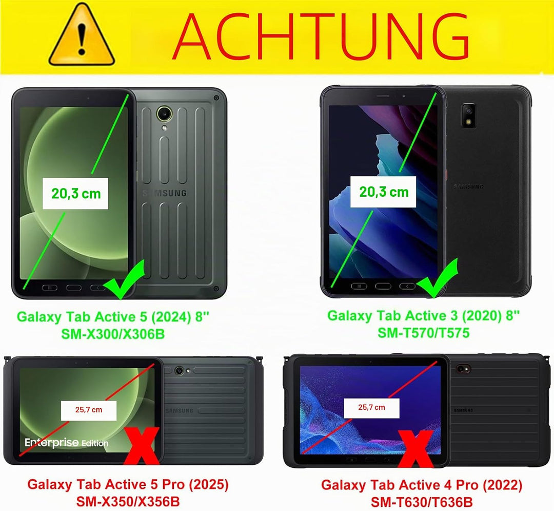 Junfire Schutzhülle stossfest für Samsung Galaxy Tab Active 5 2024 / Active 3 2020 8 Zoll, Hülle mit