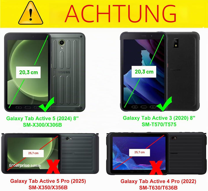 Junfire Schutzhülle stossfest für Samsung Galaxy Tab Active 5 2024 / Active 3 2020 8 Zoll, Hülle mit