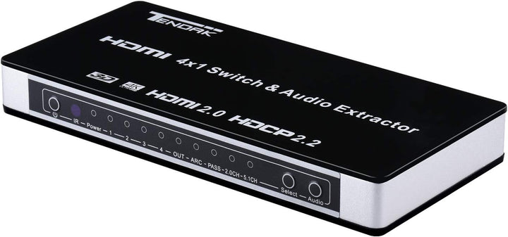 Tendak HDMI 2.0 Switch 4 Port HDMI Umschalter 4K HDMI Verteiler HDMI Schalter 4 auf 1 mit Optisch un