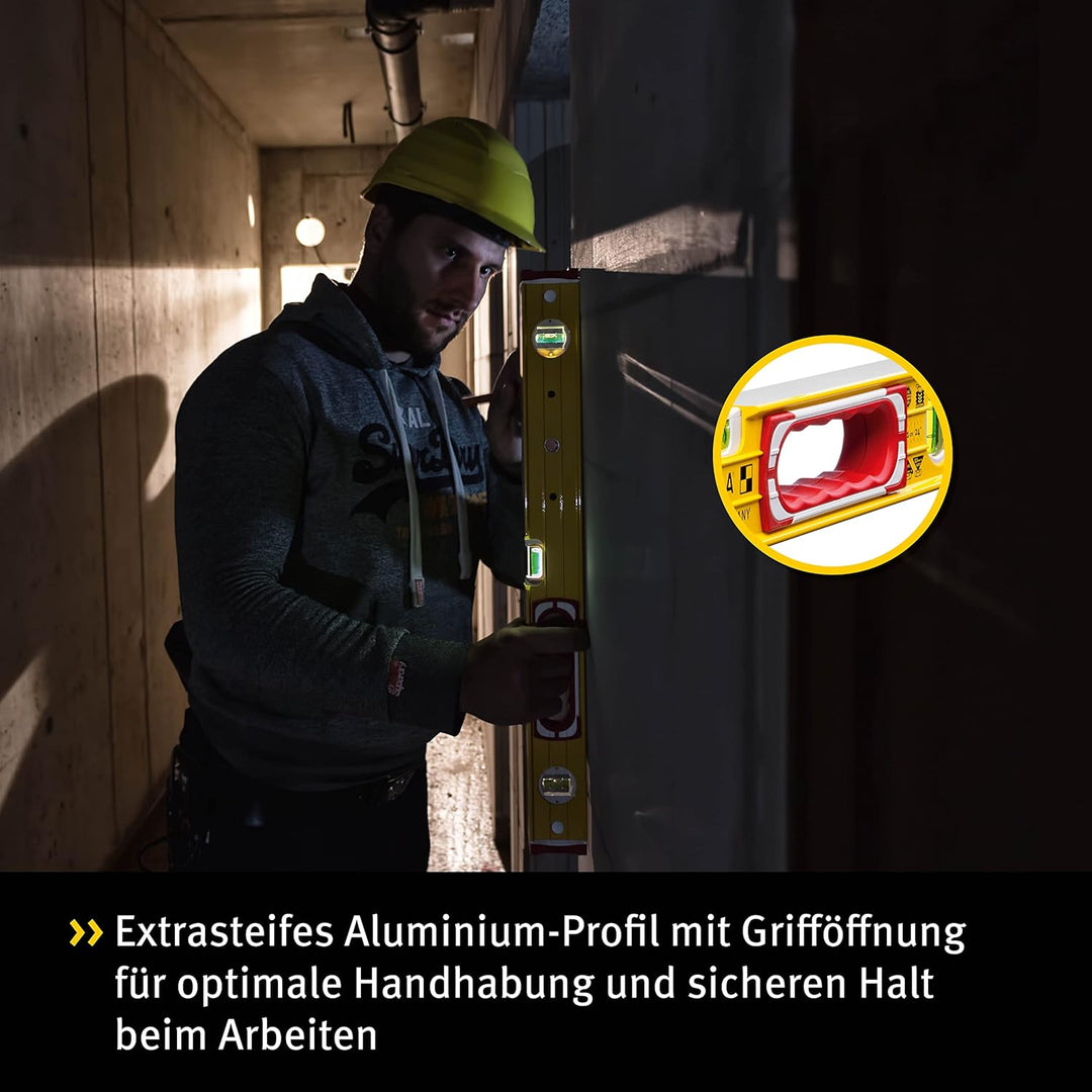 STABILA Wasserwaage Type 196-2 LED, 122 cm, extrasteifes Alu-Profil, 1 LED-Horizontal-/1 LED-Vertika