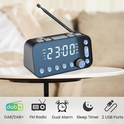 Epronic Tragbares DAB/DAB+/FM Radio, Digitalradio DAB Plus mit 3,5'' LED-Display, Dual-Wecker, Sleep