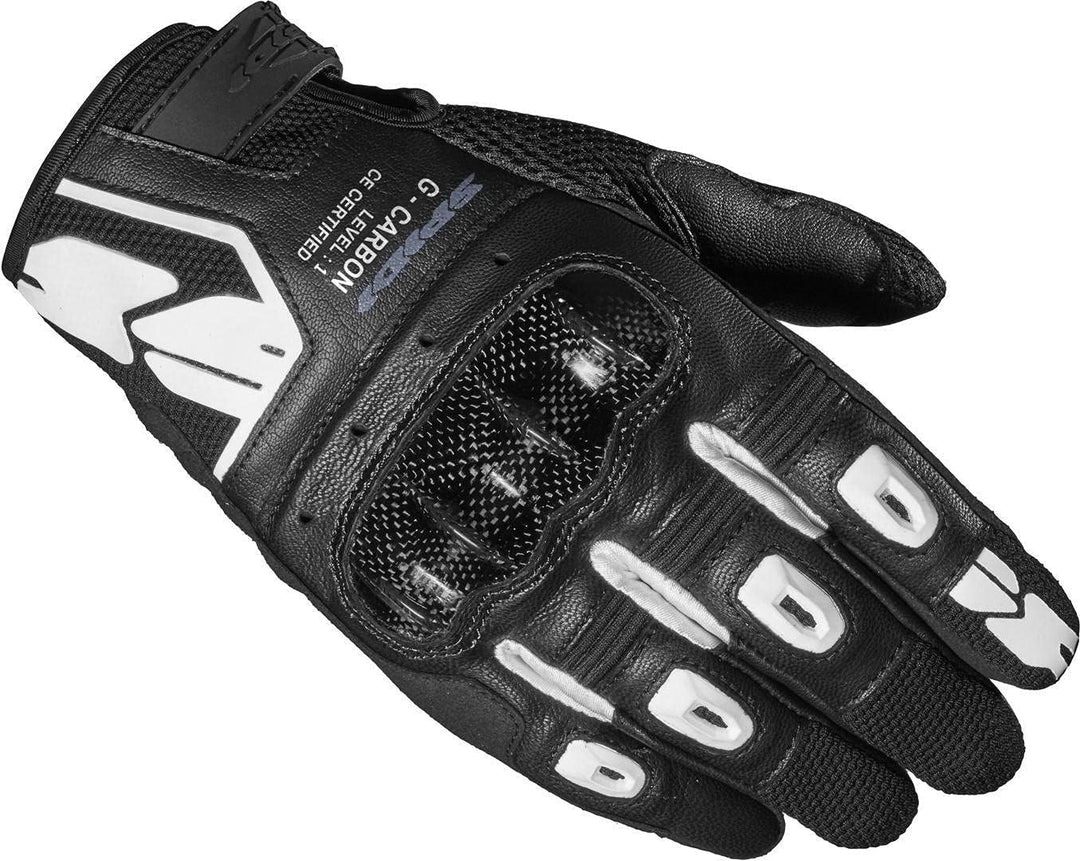 Spidi G-Carbon, Motorradhandschuhe, Farbe Schwarz-Weiss, Grösse XXL, mit Resistiver Touchscreen-Funk