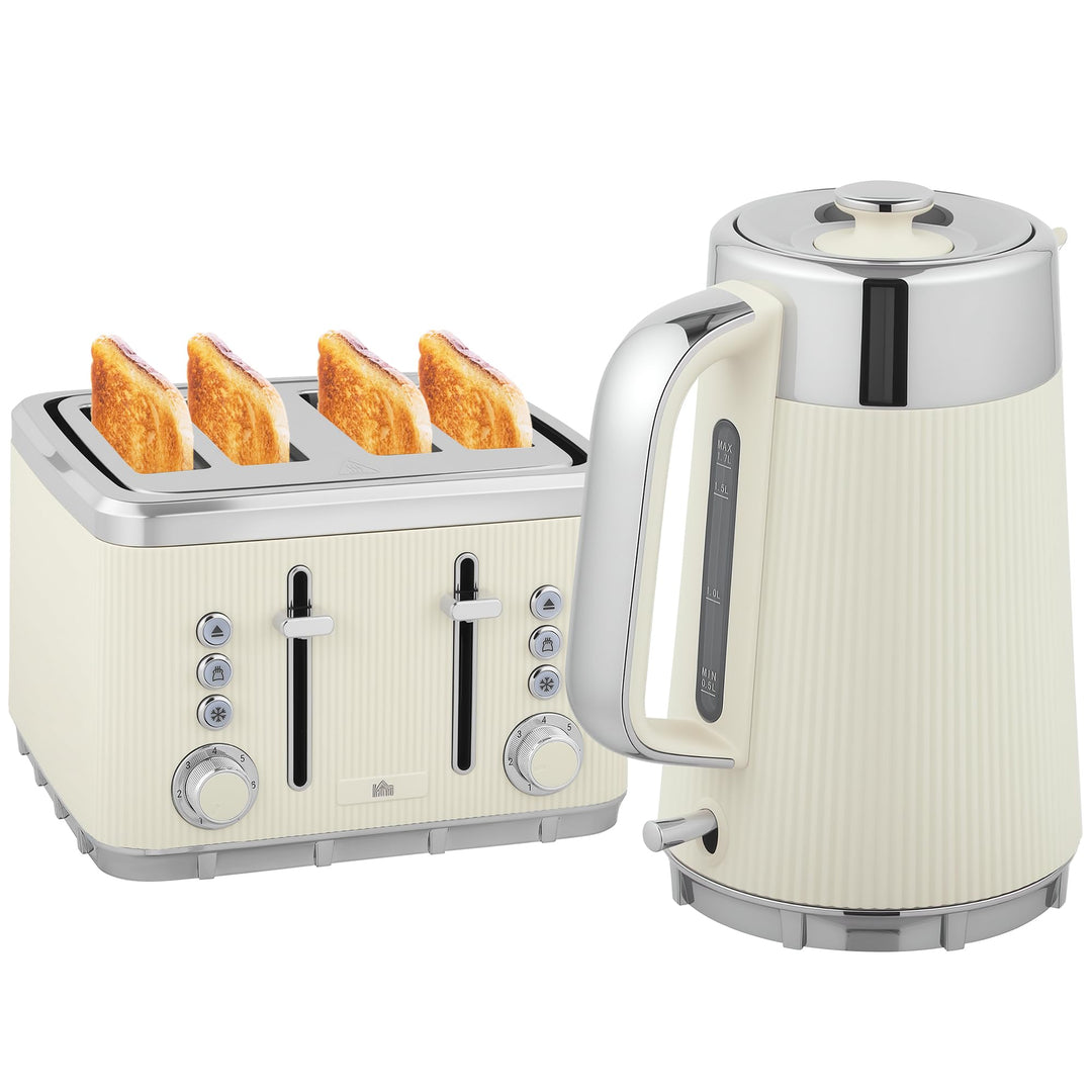 HOMCOM Wasserkocher Toaster Set 1,7L 2200W Schnell Wasserkocher mit Edelstahl-Innenraum, Kalkfilter,