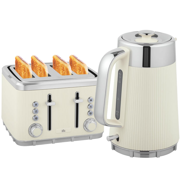 HOMCOM Wasserkocher Toaster Set 1,7L 2200W Schnell Wasserkocher mit Edelstahl-Innenraum, Kalkfilter,