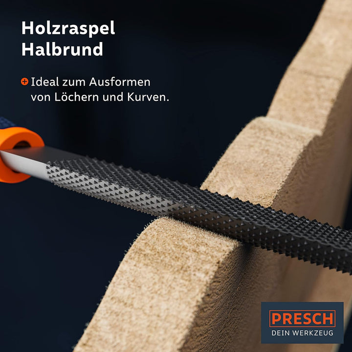 Presch Feilenset Metall und Holz 6tlg. - Hochwertiges Profi Feilen Set mit Hieb 2 inkl. Halbrundrasp
