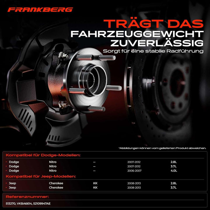 Frankberg 1x Radnabe Radlagersatz Vorderachse Links oder Rechts Kompatibel mit Nitro 2.8L-4.0L 2007-