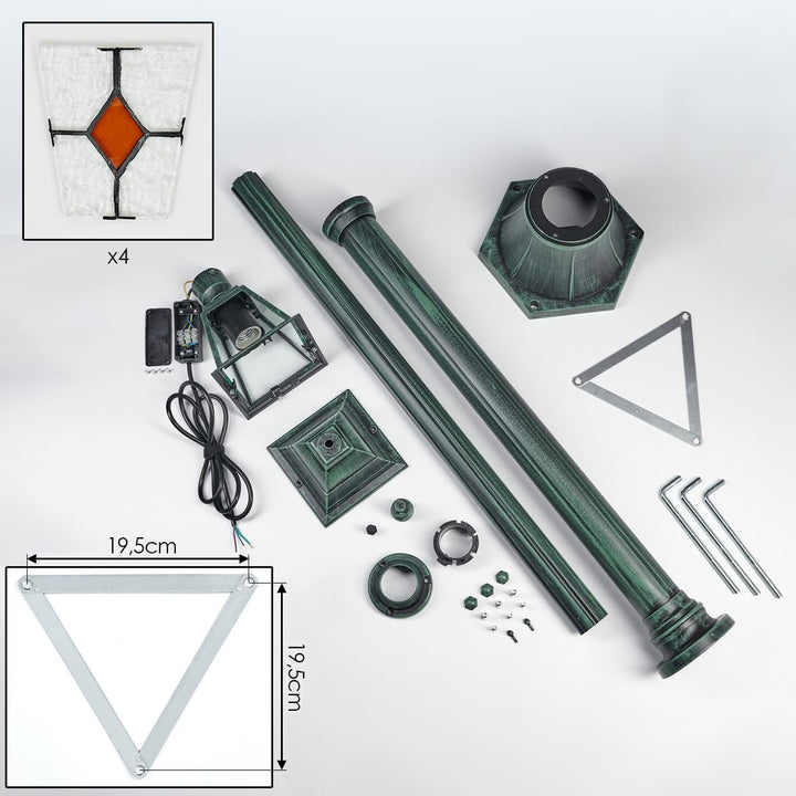 HOFSTEIN Kandelaber Naofe, Aussenwegeleuchte aus Metall/Glas in Schwarz/Grün/Klar/Orange, Wegebeleuc