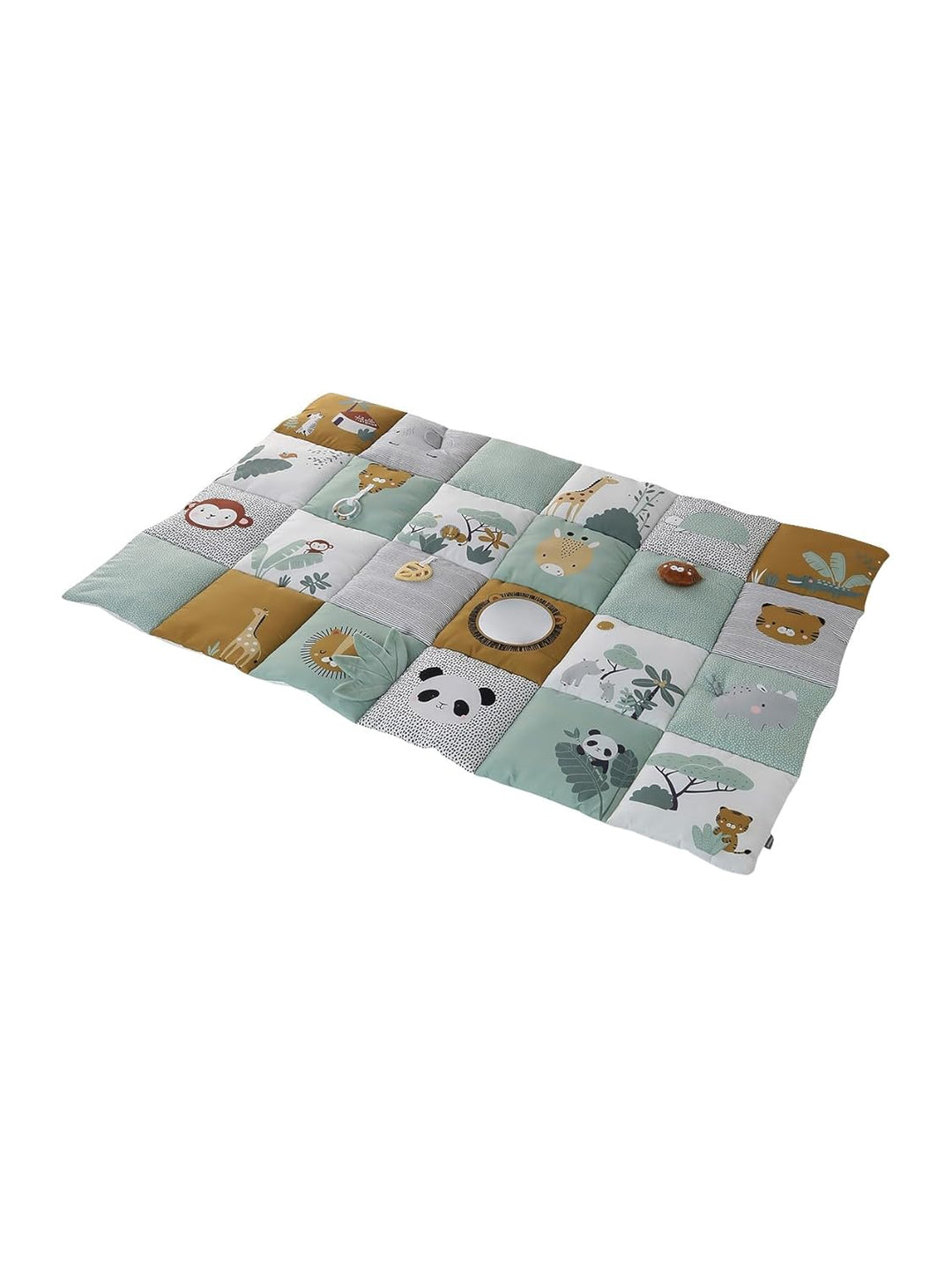 VERTBAUDET Groﬂer Spielteppich mit Activity-Spielzeug f¸r Babys, Patchwork-Design grün, grün
