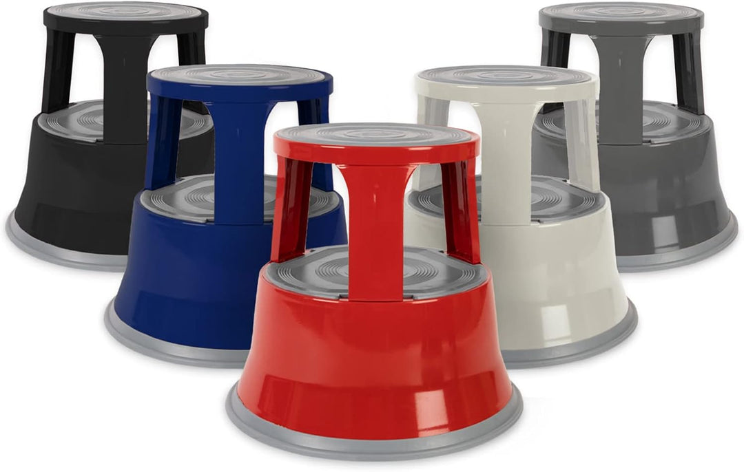 Floordirekt Rollhocker, Tritthocker, Elefantenfuss - Hocker aus Stahl bis 150kg Tragkraft für Büro o