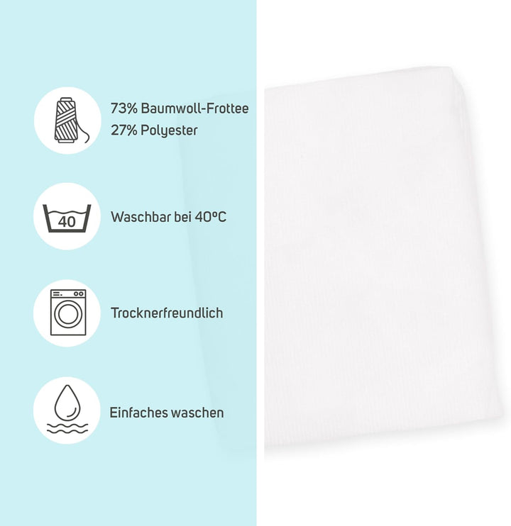 Matratzenschoner aus Baumwolle für Babykrippe | 70 x 140 cm | Wasserdicht | Atmungsaktiv | mit Gummi