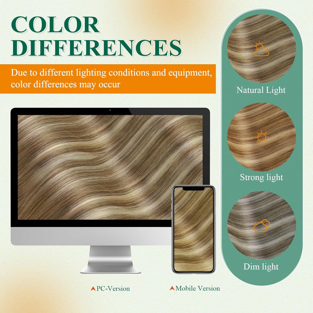 Easyouth Tape Extension Echthaar Braun Tape on Haar Extensions Mittelbraun Mix Platin Blond und Mitt