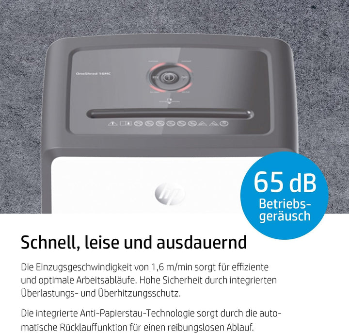 HP OneShred 16MC, Aktenvernichter, Sicherheitsstufe P-5, Micro Cut, 16 Blatt, 2808 Micro Cut 16 Blat
