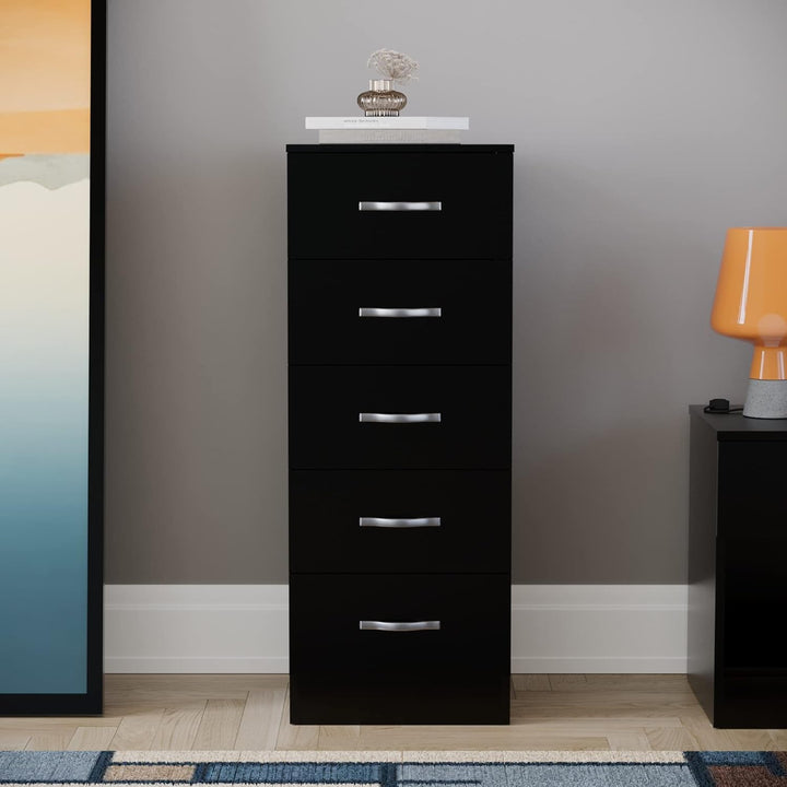 Vida Designs Brust Schmale Kommode, Schwarz, 36D x 34.5W x 90H centimetres, Schwarz