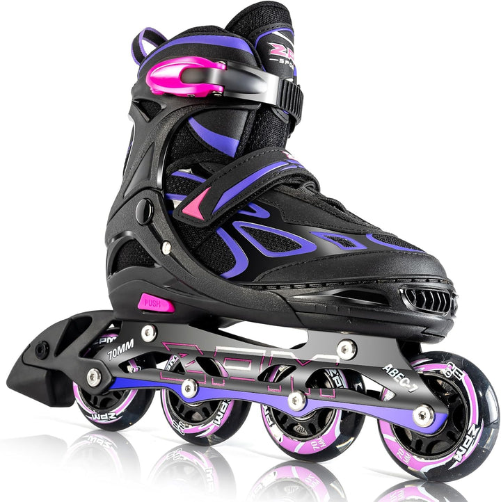 2PM SPORTS Verstellbar Inliner für Kinder, Leucht Inline Skates Rollschuhe für Damen/Herren A Violet