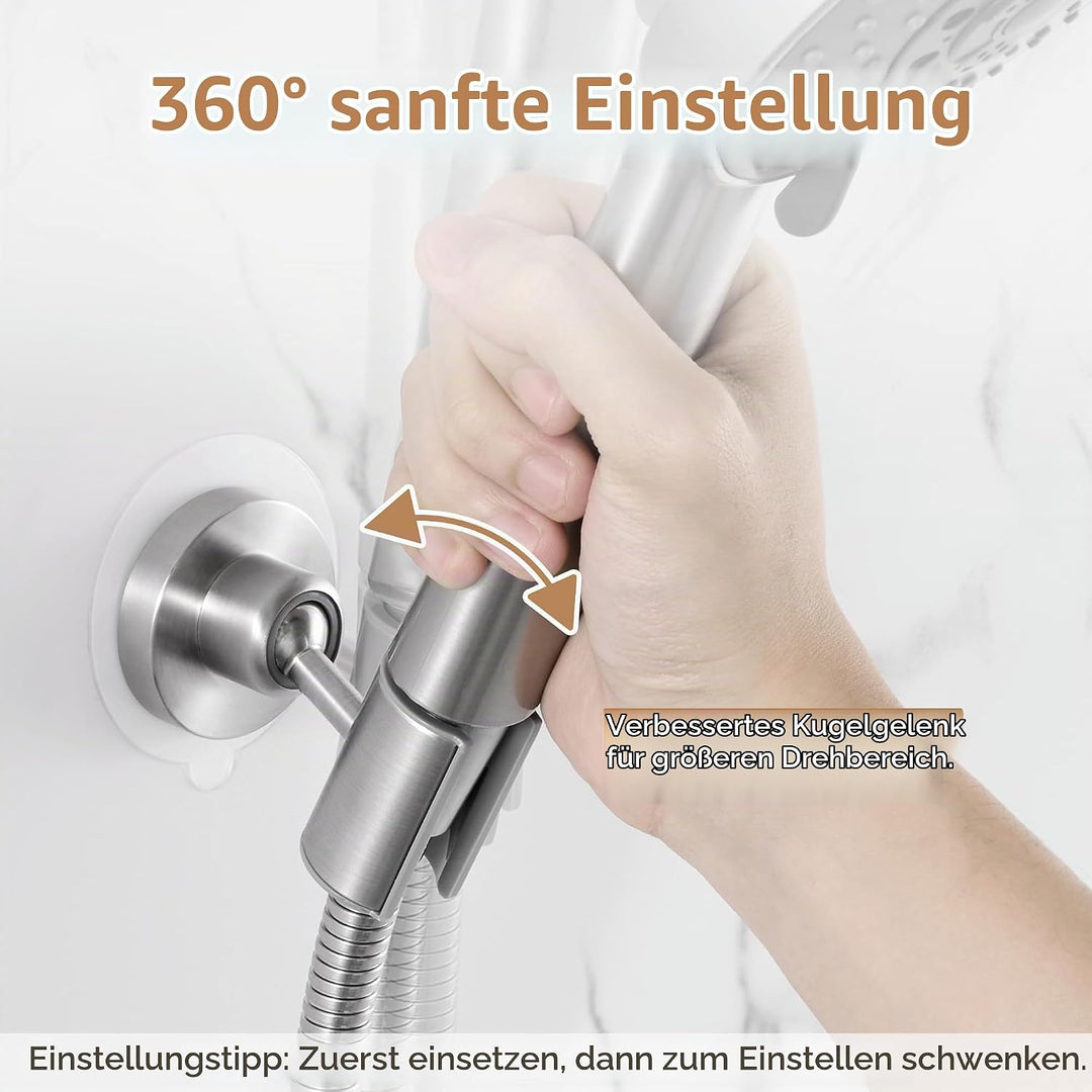 KES Universal Fit Duschkopfhalterung ohne Bohren Metall Handbrause Halter Edelstahl 18/8 Verstellbar